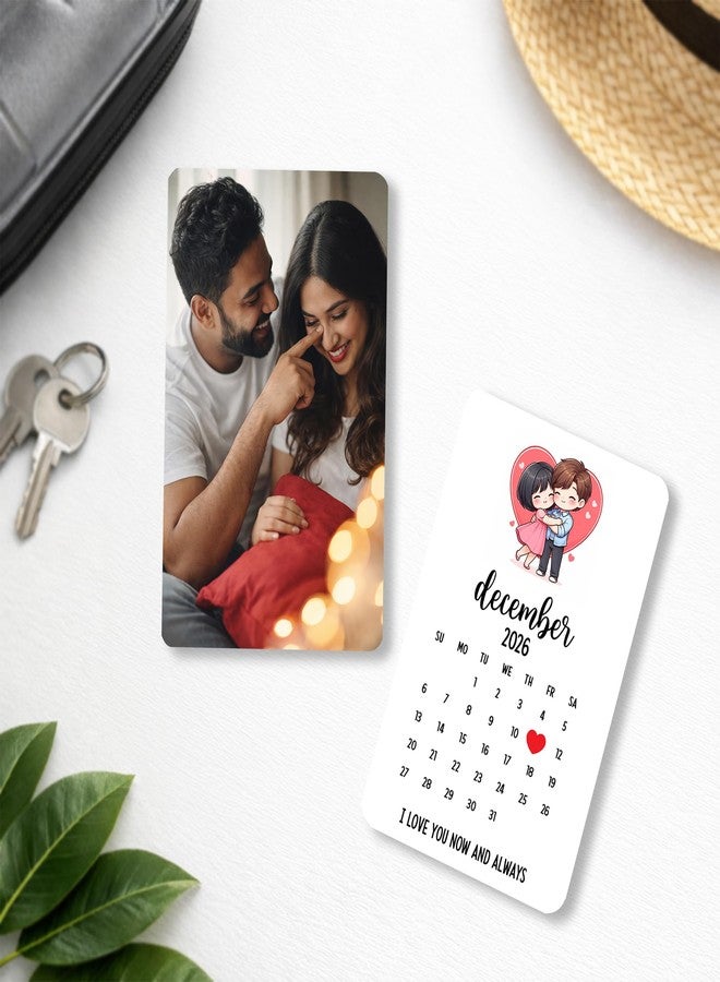 MAKEPHOTOGIFTS بطاقة محفظة مخصصة من MAKEPHOTOGIFTS مع صورة وتاريخ التقويم | بطاقة جيب شخصية مع صورة هدية للحبيب، الحبيبة، الزوج، الزوجة | تذكار للذكرى السنوية، عيد الحب - Image 1